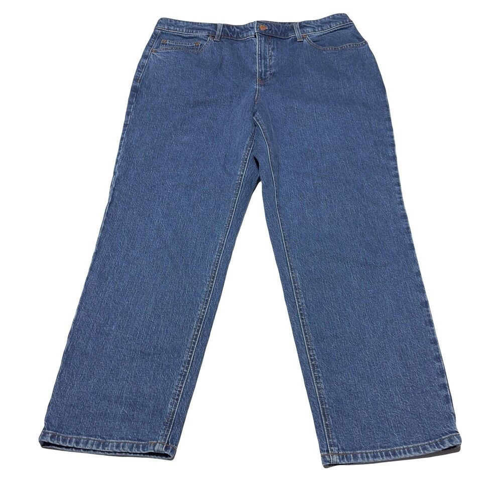 TALBOTS SLIM STRAIGHT ANKLE JEAN Med Wash Denim Jeans SIZE 14 NWT